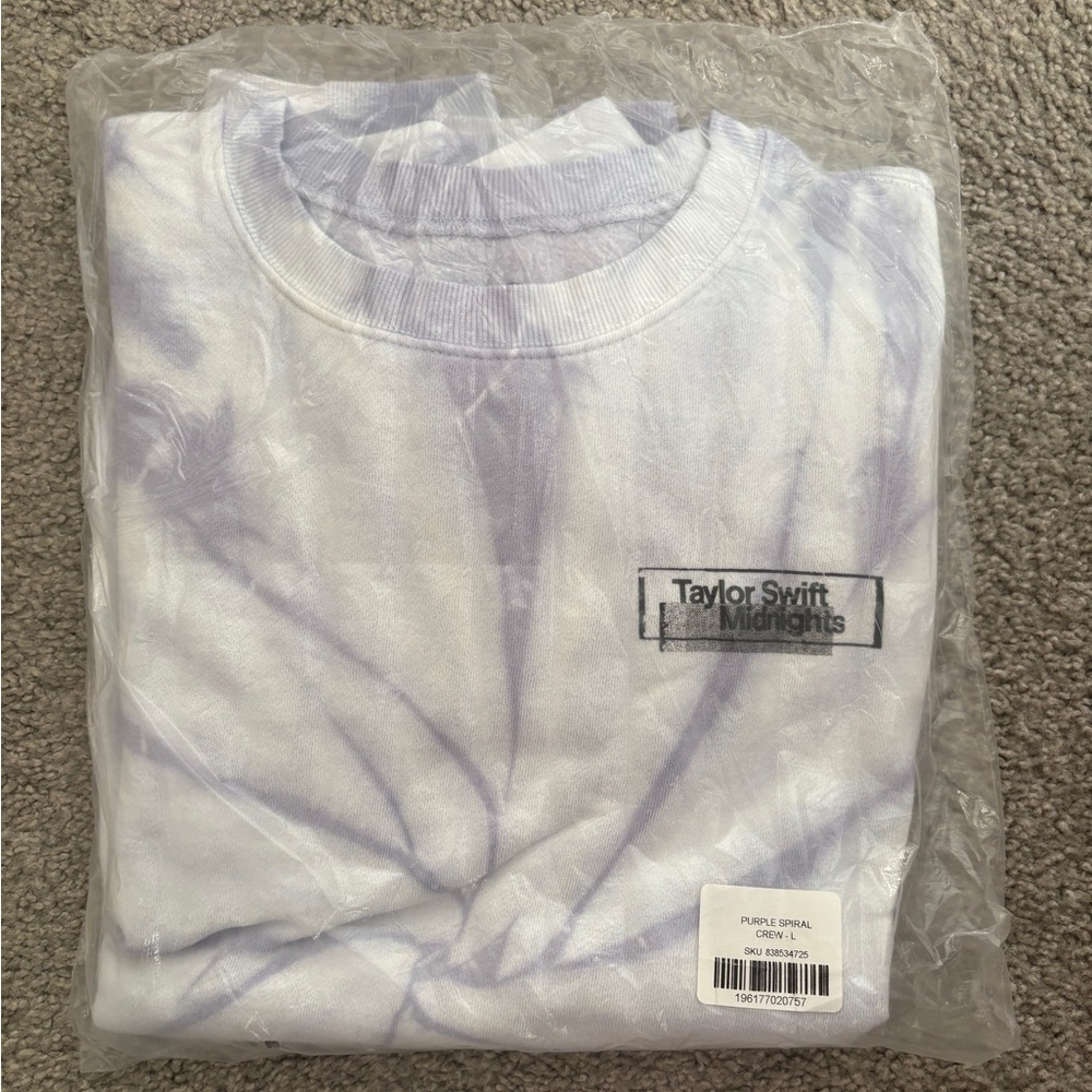 New Taylor Swift Midnights Purple Spiral Tye-Dyed Crewneck - NEVER OPENED/WORN